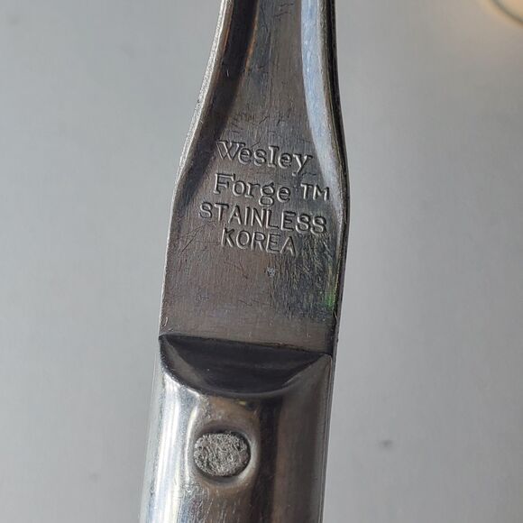 Vintage Wesley Forge Stainless Steel Silverware 6pc Peach Mardi Gras Style Camp - Picture 3 of 3